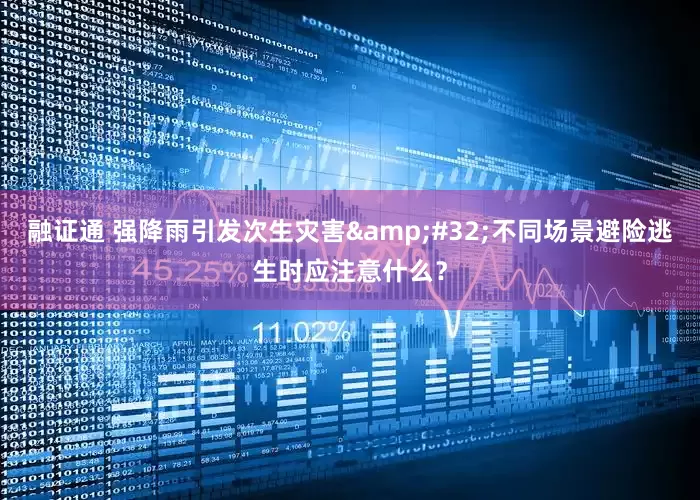 融证通 强降雨引发次生灾害 不同场景避险逃生时应注意什么？